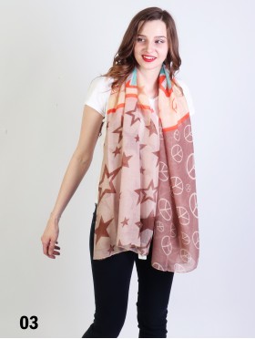 STARS AND PEACE SIGNS SCARF